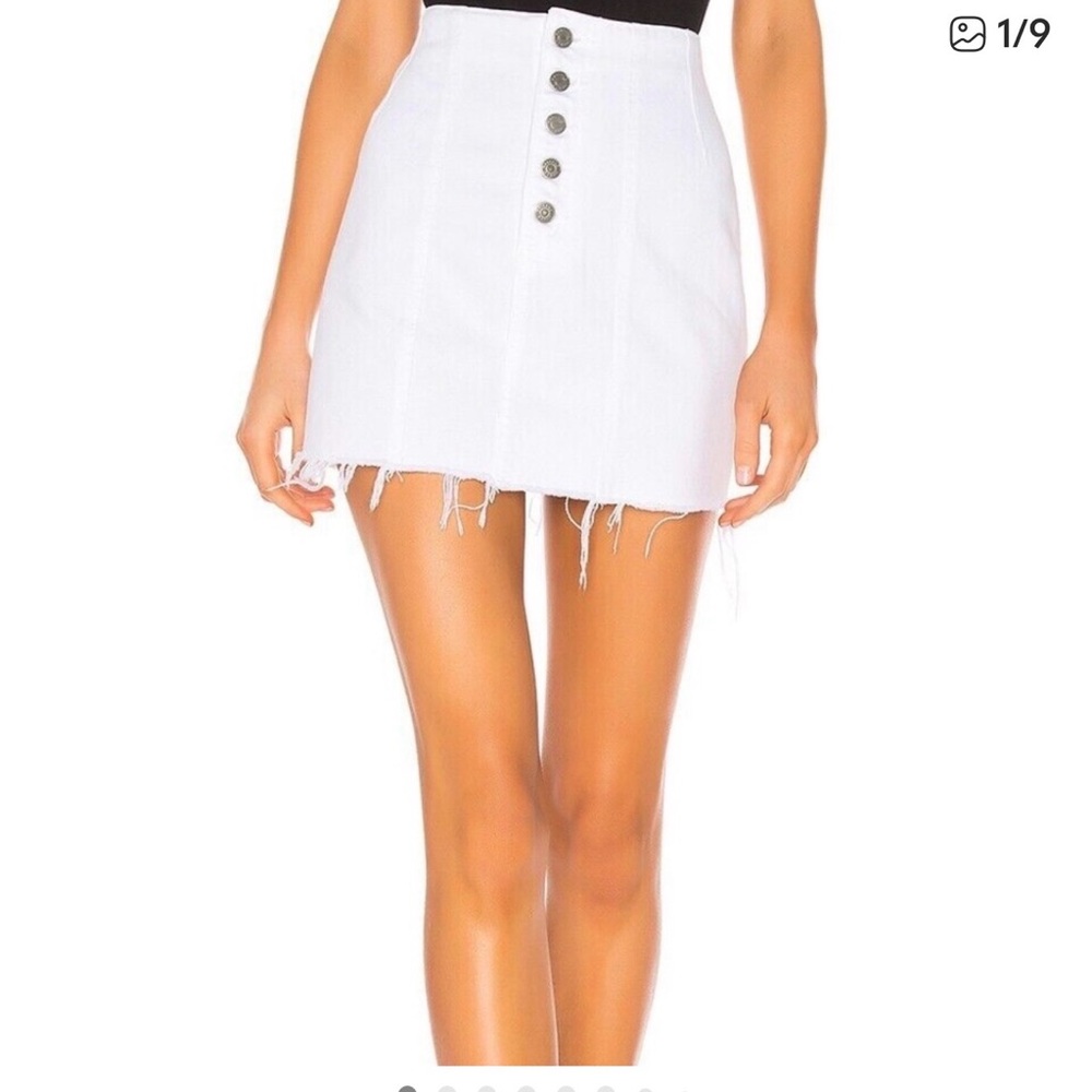 GRLFRND  Button-Front Frayed Hem Mini Skirt 25